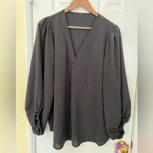 Flowing V Neck Tunic Blouse